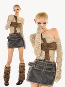Openwork Fishnet Knit Sweater image 0