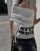 Letter-Print Off-Shoulder Set image 10