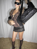 Misplaced Panelled Leather Skirt image 3