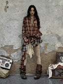 Patchwork Plaid Skirt image 4