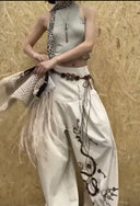 Fishbone Pleated Print Wide-Leg Pants image 6