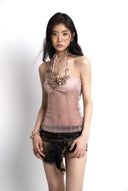 Denim and PU Leather Shorts image 6