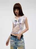 Lace-trimmed Short Sleeve T-shirt image 3