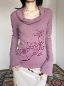 Magnolia Embroidery Printed Sweater image 0