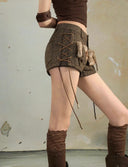Faux Fur Patchwork Denim Shorts image 7