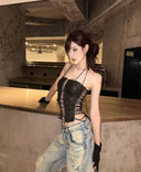 Cutout Halter  Leather Top image 7