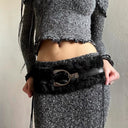 Faux Fur Leather Hybrid Belt image 9