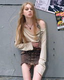 Belt-Neck Printed Blouse image 12