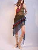 Sleeveless fungus trim dress image 2