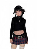 Low-waist Pleated Plaid Skirt image 5