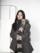 Leopard Print Fur Patchwork Scarf image 7
