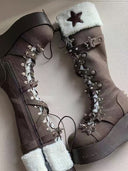 Star-Embellished Lace-Up Platform Boots image 7