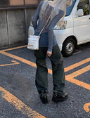 Gray-blue mesh print base layer image 5