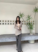 Sheer Tencel Cowl Neck Set (Draped Blouse + Bustier) image 6