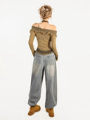 Ruffled Cold-Shoulder Sweater image 5