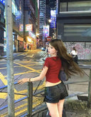 Asymmetrical PU Skirt Pants image 13