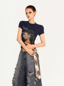 Black Retro Portrait T-Shirt image 1