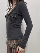 Raw-edge Sweetheart V-neck Top image 4