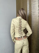 Champagne Corset Leather Jacket image 5