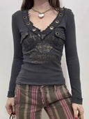 Raw-edge Sweetheart V-neck Top image 5