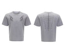 Embroidered Rivet Pattern Cotton T-shirt image 11