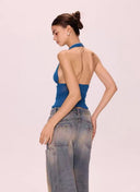 Halter Neck Backless Tank Top image 6