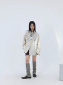 Abstract Face Mask Striped Shirt image 1