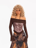 Maillard  mesh one-shoulder top image 2