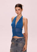 Halter Neck Backless Tank Top image 2