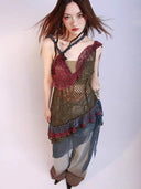 Sleeveless fungus trim dress image 0