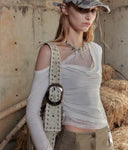 One-Shoulder Lace Panel Tee image 0