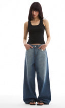 Embroidered Checkered Straight-leg Jeans image 5