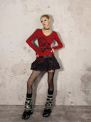Skull Print Top with Leopard Print Collar image 4