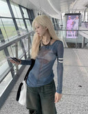 Gray-blue mesh print base layer image 4
