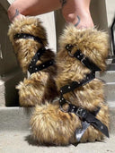 Cross-strappy fur boots image 2