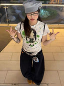 Kawaii Clover Doll Printed T-shirt image 1