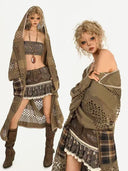 Hooded Knit Lace-Up Cardigan image 0