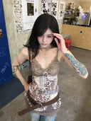 Leopard Lace Chiffon Strap Top image 2