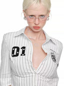 Black and White Vertical Striped Shirt image 3