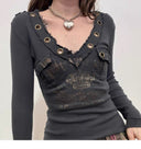Raw-edge Sweetheart V-neck Top image 6