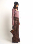 Printed Raw-Hem Flared Pants image 3
