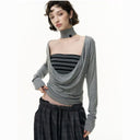 Draped Shadow Stripe Top image 0