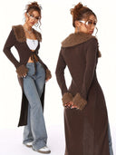 Herringbone Plush Wrap Coat image 3