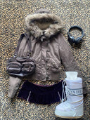 Camel-colored hoodie-lined jacket image 1