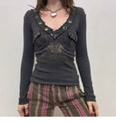Raw-edge Sweetheart V-neck Top image 10