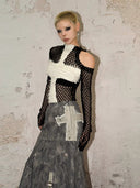 Openwork Fishnet Knit Sweater image 3