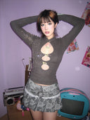 Chandelier Print Top With Chest Cutout image 3