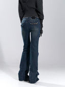 Ruched Flare Jeans