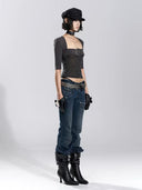 Ruched Flare Jeans