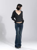 Ruched Flare Jeans